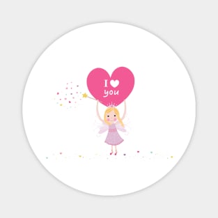 I love you text fairy holding heart Valentine's Day Magnet